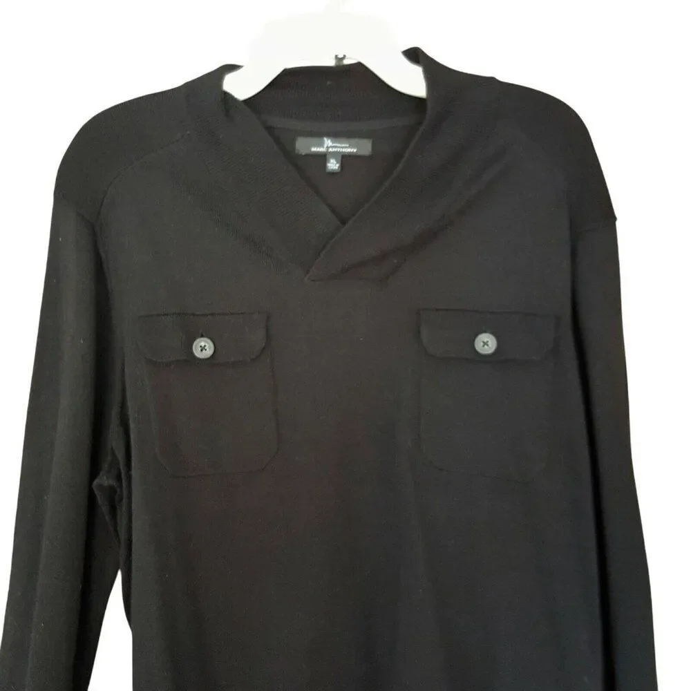 Marc Anthony Mens Sweater XL Black Pullover New